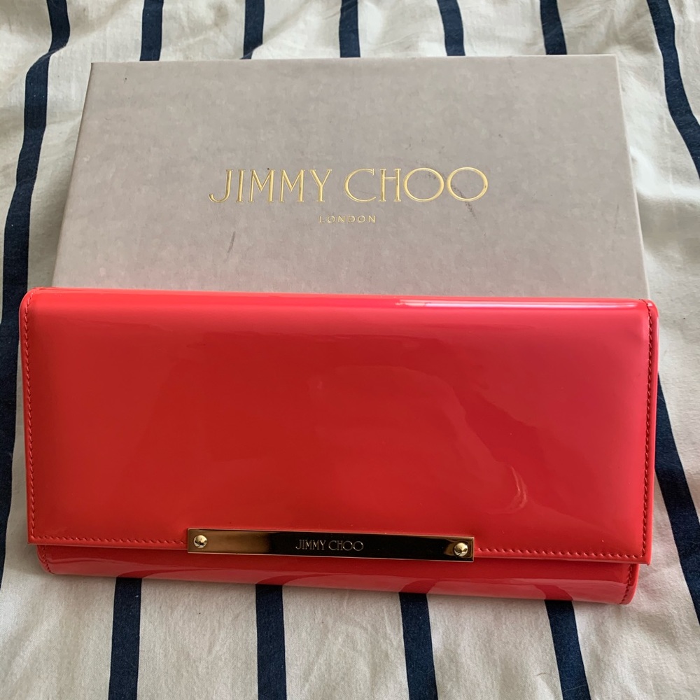Jimmy Choo hot pink clutch